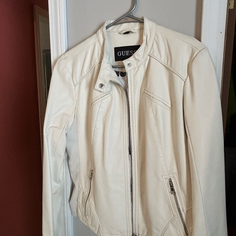 Guess Women's Off-White Leather Jacket